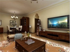 客厅电视墙红宇伟业装饰260平简约美式别墅室内设计
