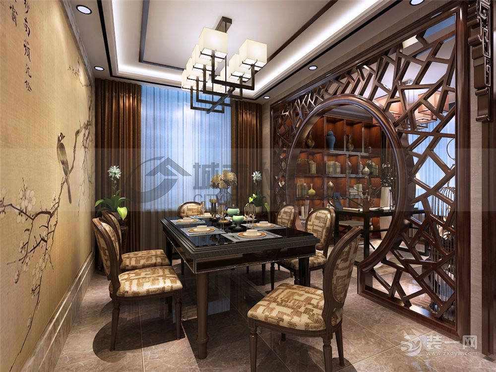 风格解析：中国传统的室内设计融合了庄重与优雅双重气质。中式风格更多的利用了后现代手法，把传统的结构形