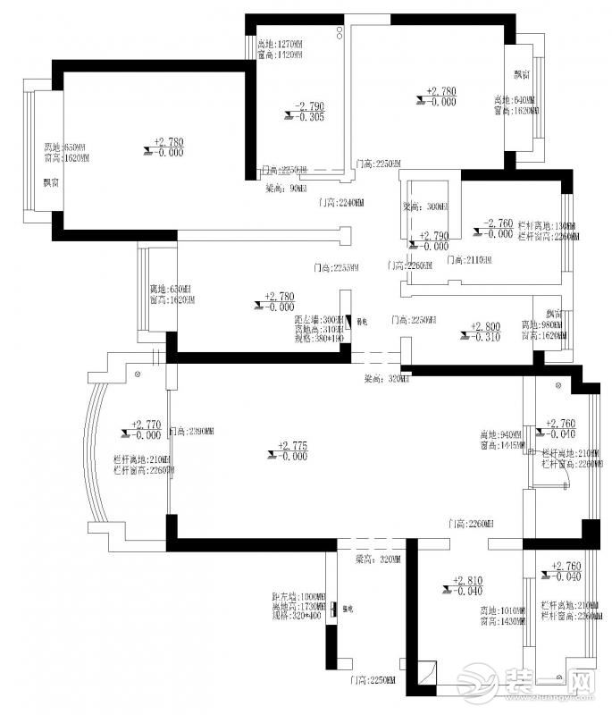 雅居乐星河湾 217平 四居室 新中式风格平面布置图