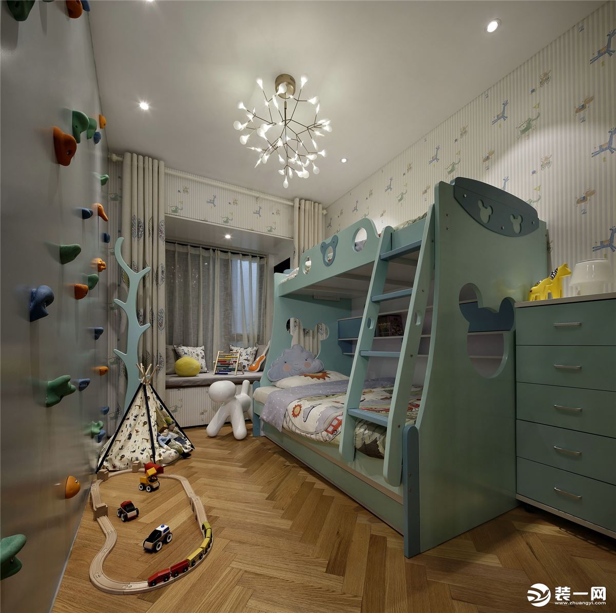 融创御园 182平方 新中式风格儿童房装修效果图