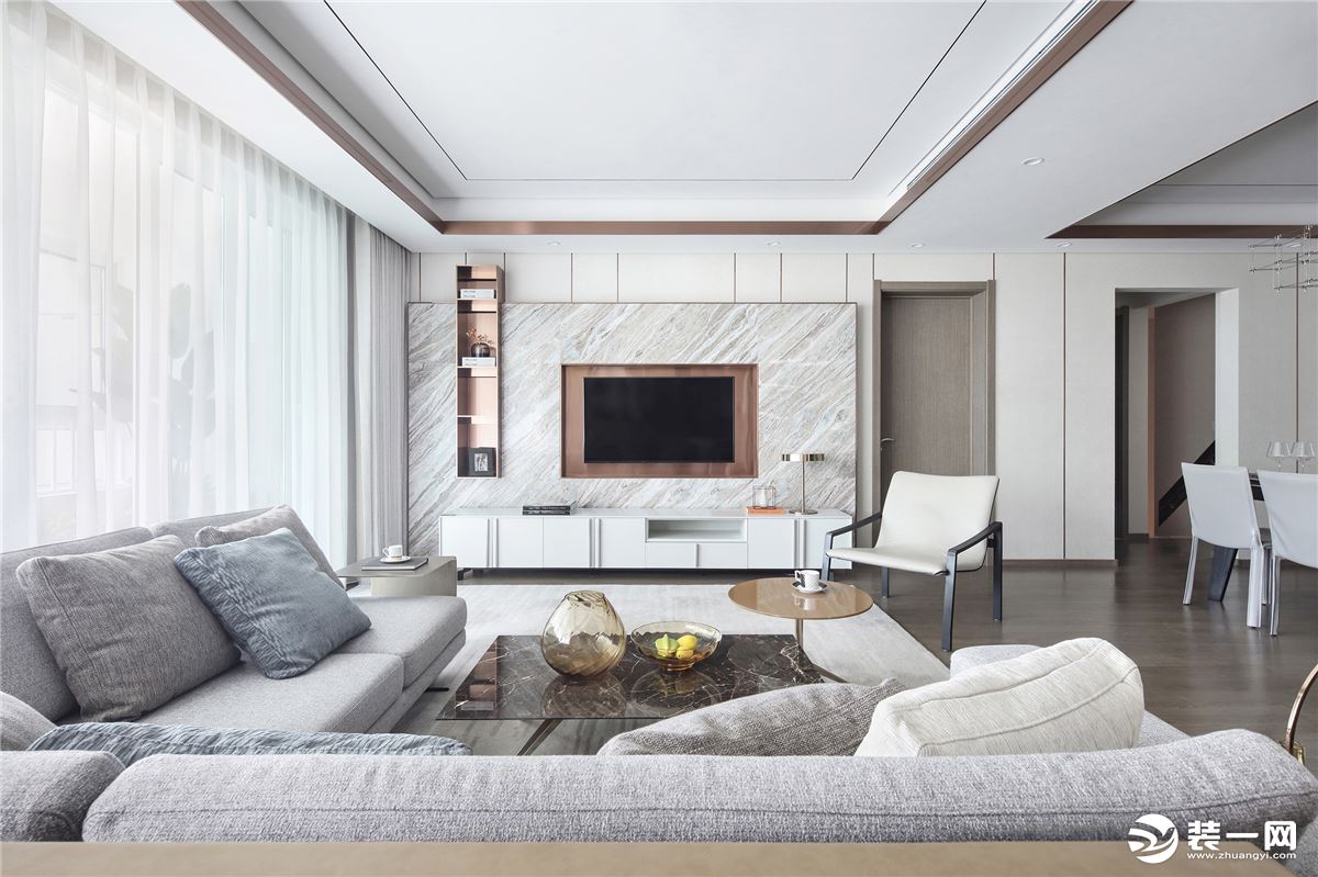 雅居乐星河湾-245平方 现代轻奢风格客厅装修效果图