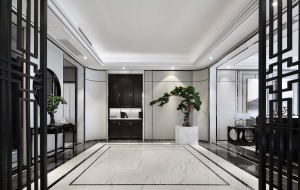 星河国际大户型-227平方 现代新中式风格客厅装修效果图