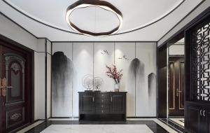 星河国际大户型-227平方 现代新中式风格客厅装修效果图