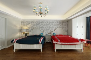 萊蒙城空中別墅-400平方 美式輕奢風格臥室裝修效果圖