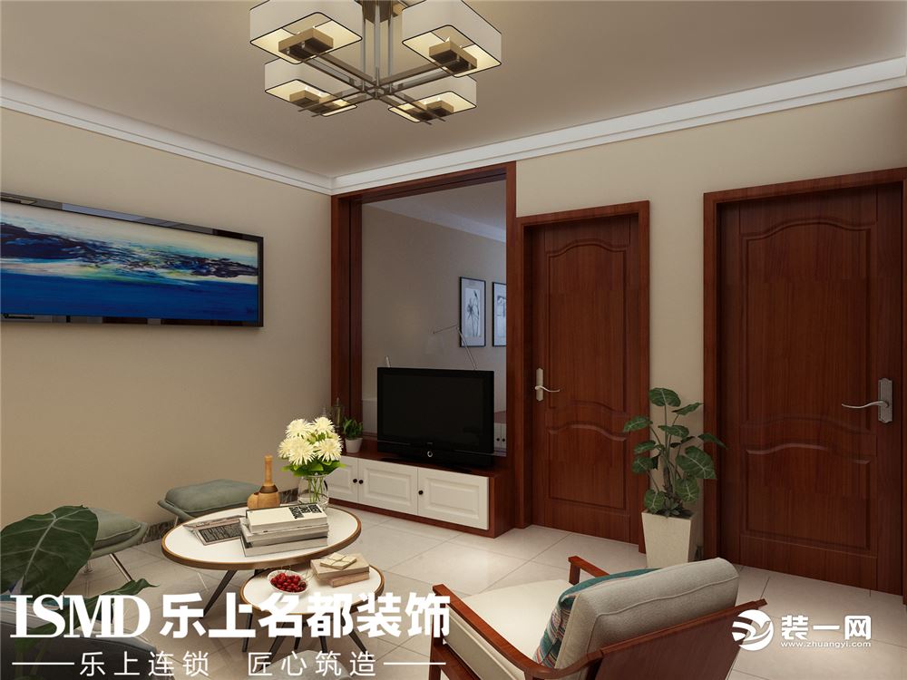 现代简约风格客厅门部门展示，  济南七里堡新居90平米现代简约风格