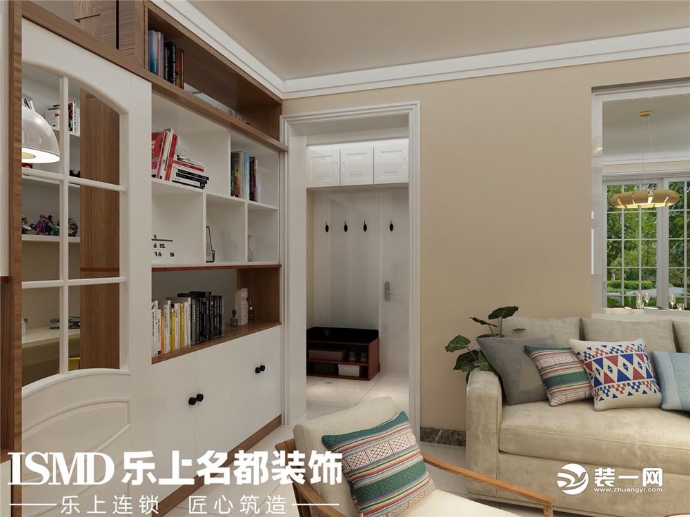 现代简约风格客厅整体柜子展示，  济南七里堡新居90平米现代简约风格