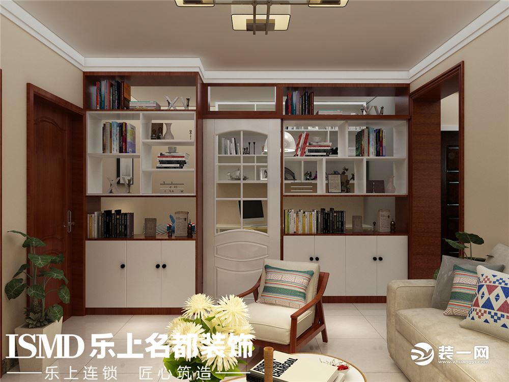现代简约风格柜子深色展示，  济南七里堡新居90平米现代简约风格