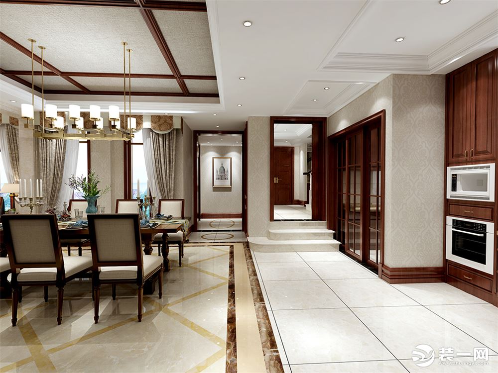 宁波申远装饰设计新中式风格装修效果图走廊