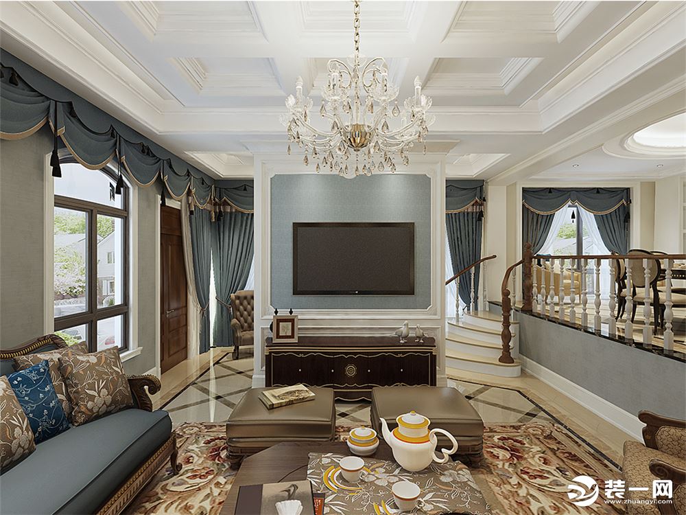宁波申远装饰设计欧式风格装饰效果图客厅