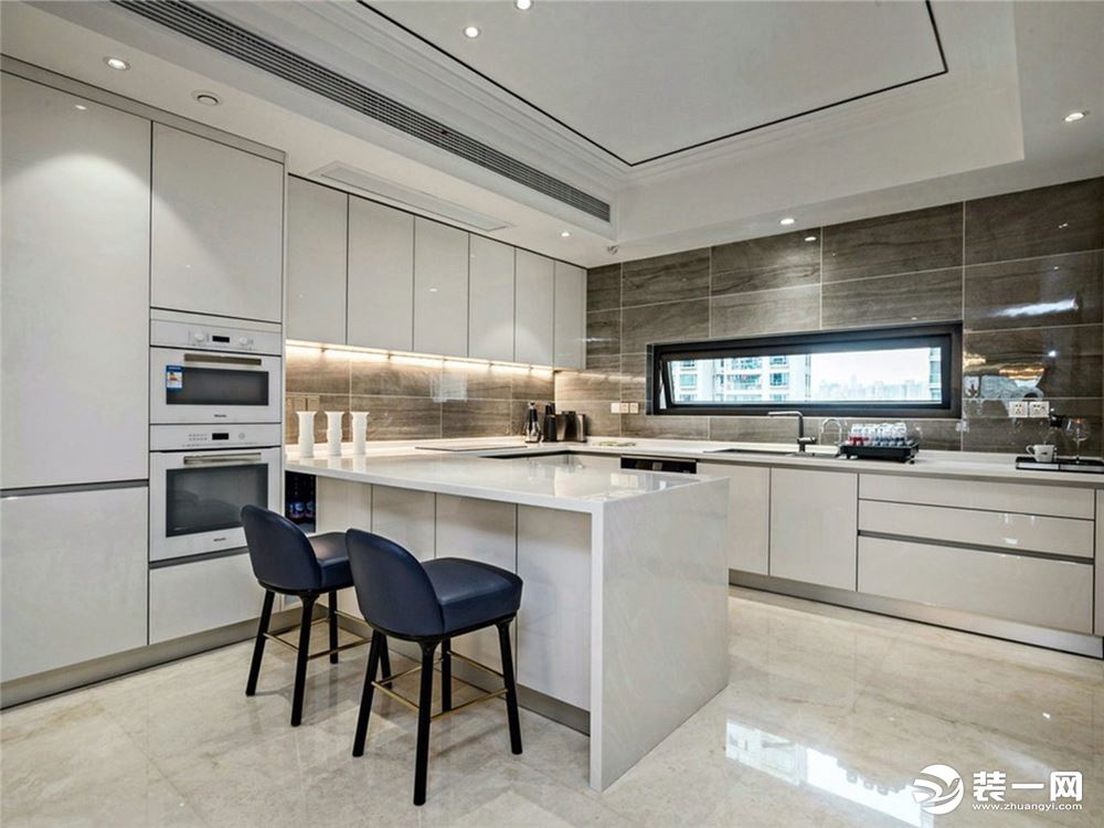 宁波申远装饰设计鄞州区印象外滩200平现代风格装修案例图厨房