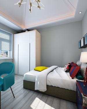 内蒙古呼和浩特首府国际复式简约装饰140平卧室