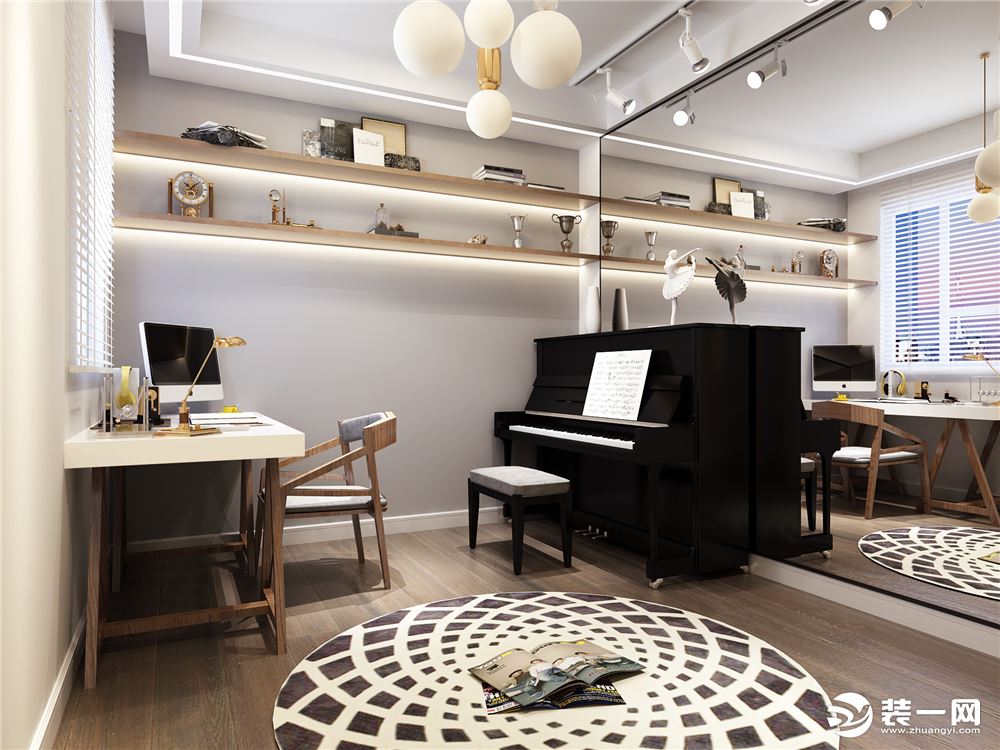 首开华润城90平米三居室北欧风格装修效果图钢琴书房
