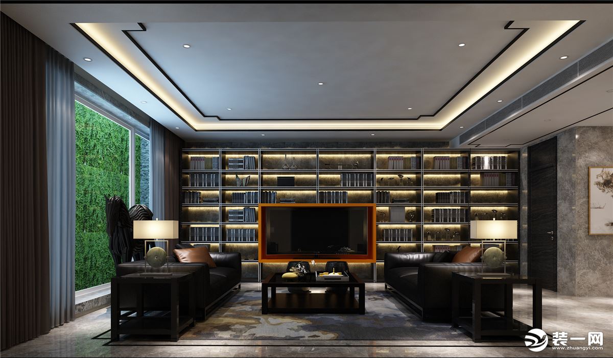 书房  博洛尼装饰北京院子600平新中式风格典雅大气