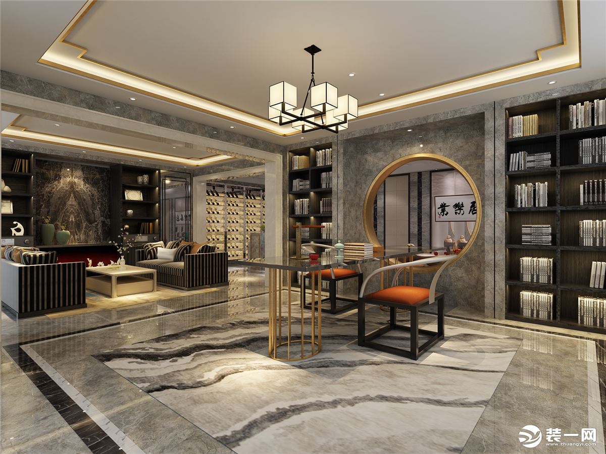 客厅  博洛尼装饰北京院子600平新中式风格典雅大气