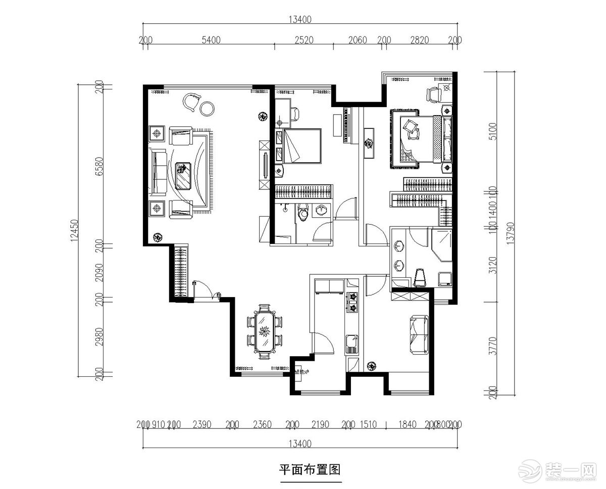 户型图  博洛尼装饰珠江帝景125平北欧风格实景拍摄