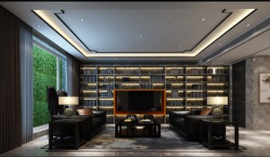 书房  博洛尼装饰北京院子600平新中式风格典雅大气