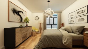 卧室  博洛尼装饰珠江帝景125平北欧风格实景拍摄