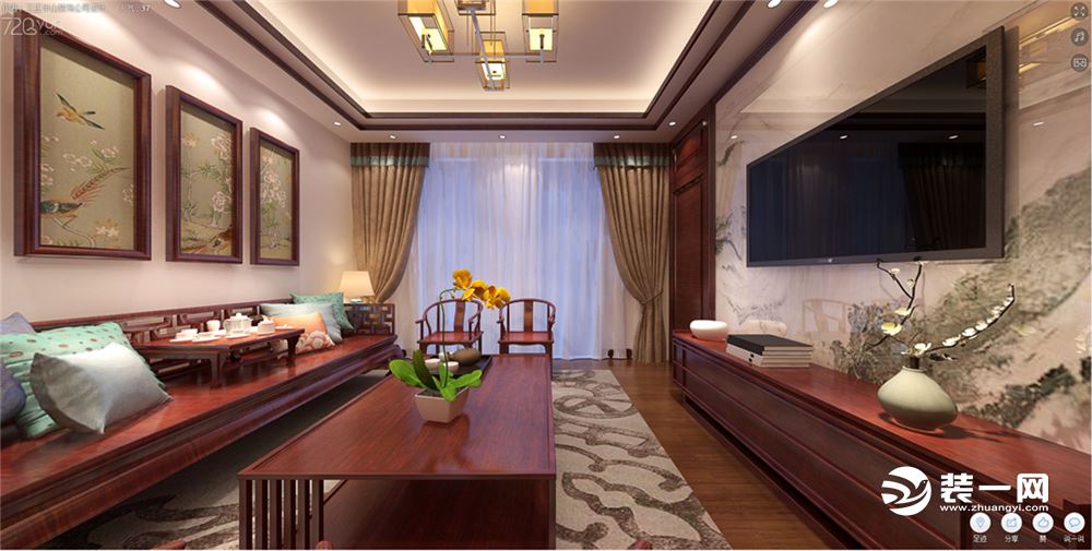 在新中式风格家具配饰上多以线条简练的明式家具为主，比较简约。