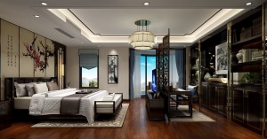 碧桂园200平别墅中式风格卧室装修效果图