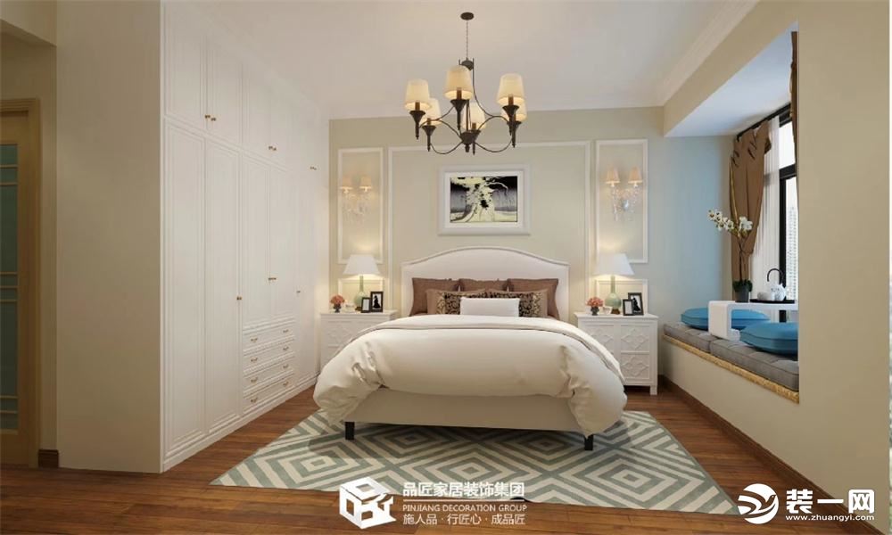 金湖城A区简欧装修风格，140平米，卧室效果图片