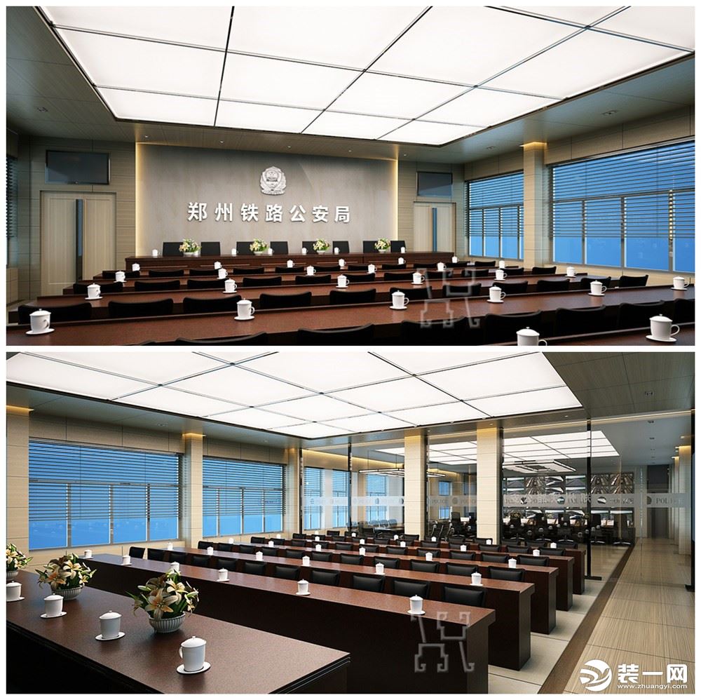 郑州有实力的大型办公室装修公司-郑州铁路公安局政府办公室装修效果图