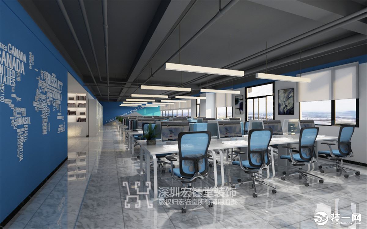 郑州传媒公司办公室装修-合之润大型传媒公司办公区装修效果图
