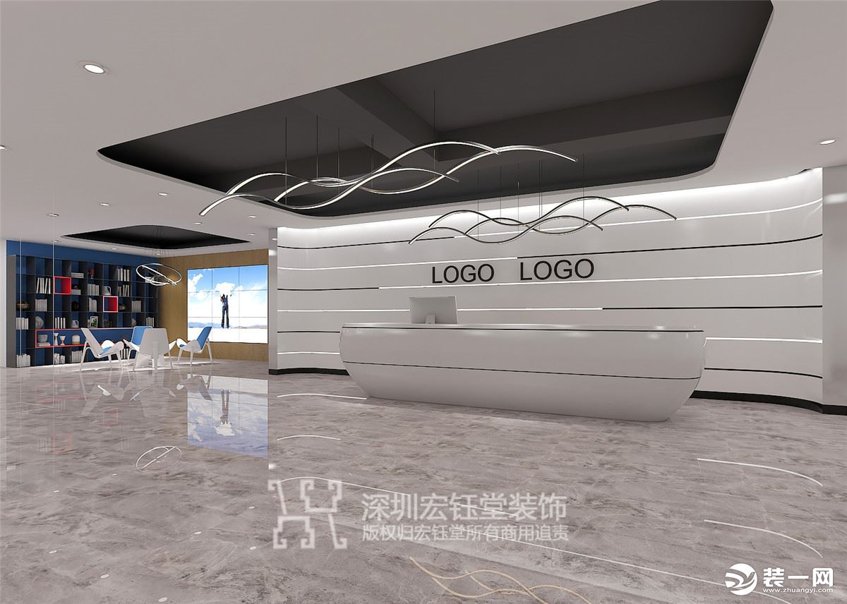 郑州传媒公司办公室装修-合之润大型传媒公司前台装修效果图