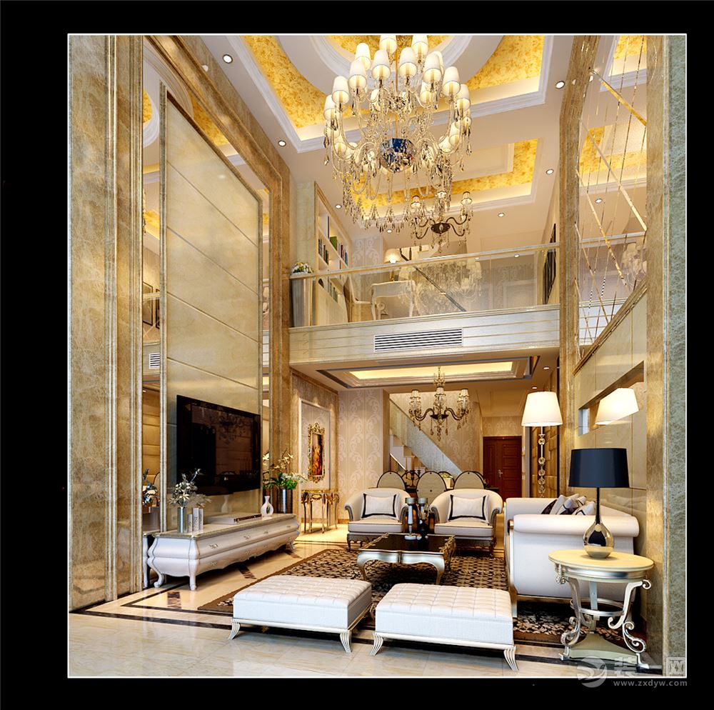 盈峰翠邸 复式 156平 造价25万 简欧风格客厅