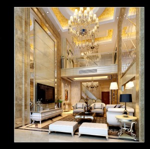 盈峰翠邸 复式 156平 造价25万 简欧风格客厅