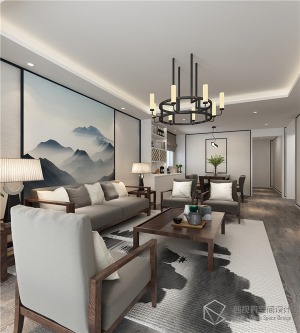 北京私宅装饰设计150平现代中式家装平层设计来自创视界