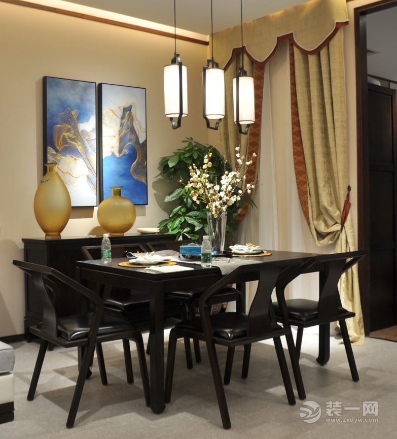 中南红领邦 130平 三居室 造价15万 新中式餐厅