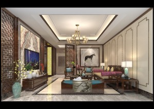 惠州谭博士装饰半山1號230m2新古典风格二层客厅效果图