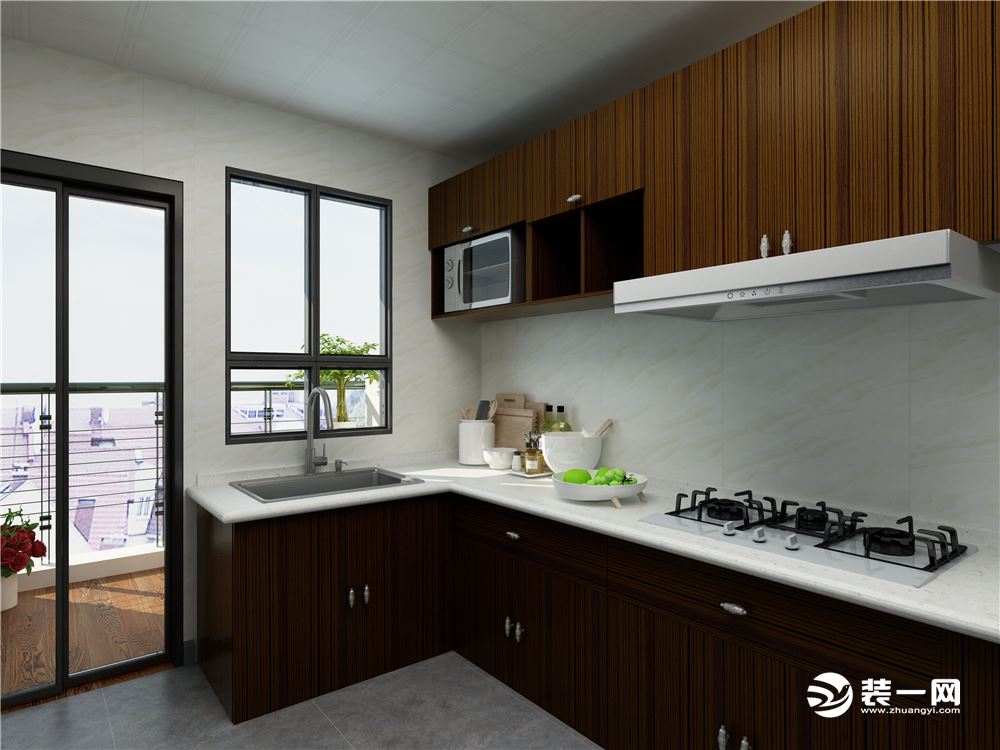 名澳汇锦桃园131平方三居室现代风格厨房装修效果图