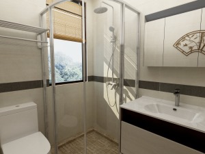 光明花半里新中式浴室装修效果图