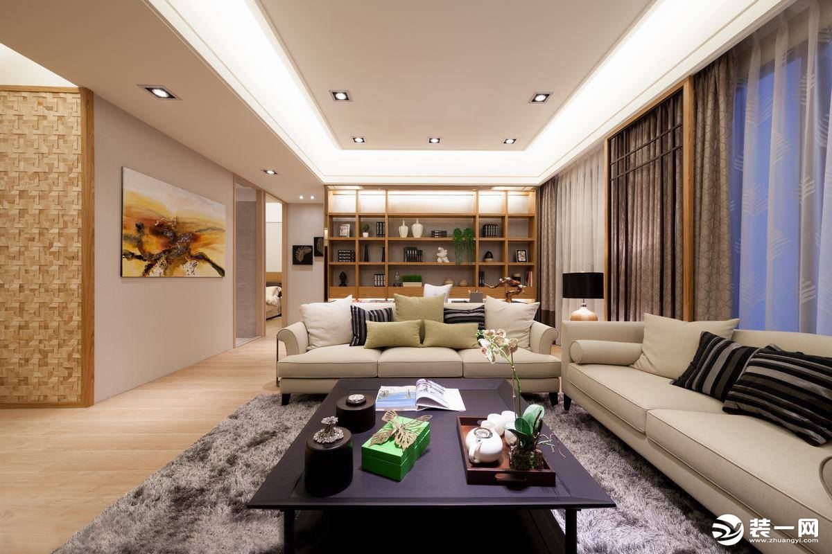 恒大优活城100平方三居室日式风格客厅装修效果图