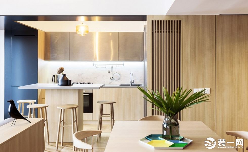 富力城时光里75平方两居室现代风格餐厅和厨房装修效果图