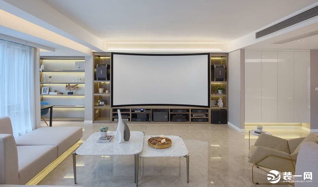 华宇锦绣花城120平方三居室现代风格客厅电视背景墙装修效果图