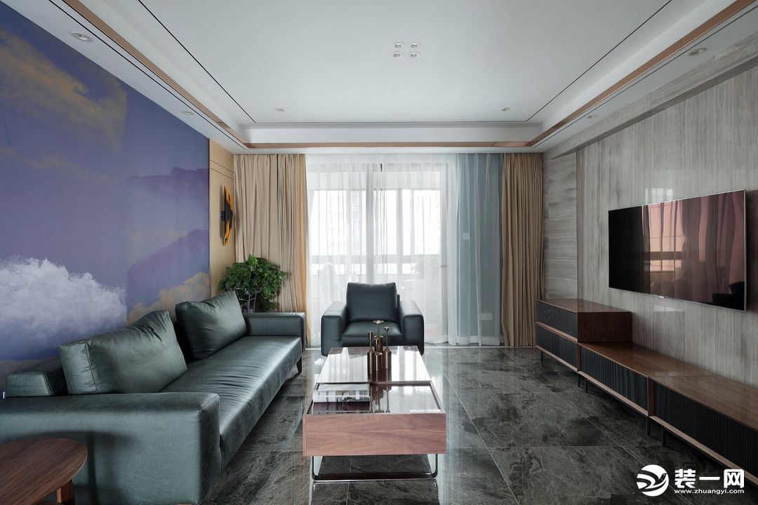 巴南万达广场90平方三居室现代风格客厅装修效果图