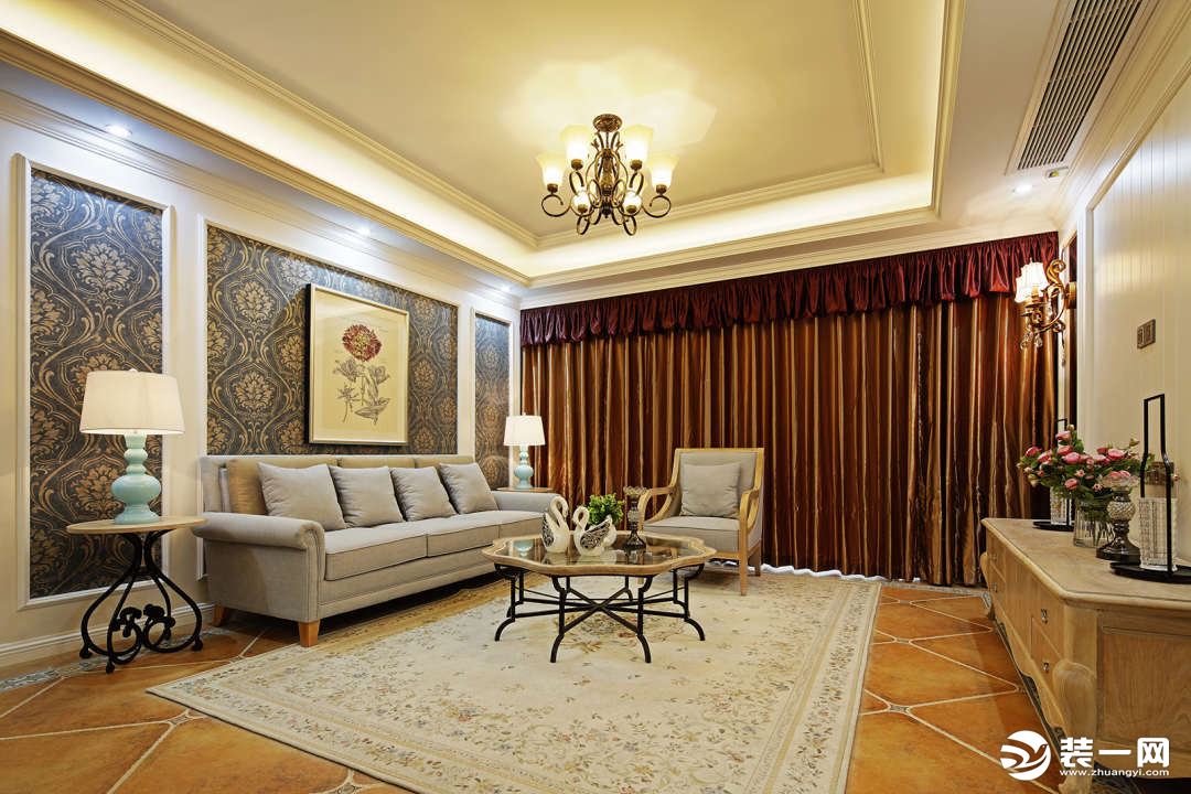 龙湖拉特芳斯三居室101平方欧式风格客厅装修效果图