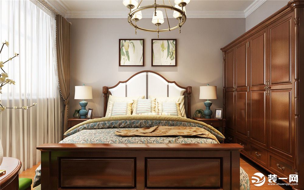 约克郡120平时三居室欧式风格卧室装修效果图