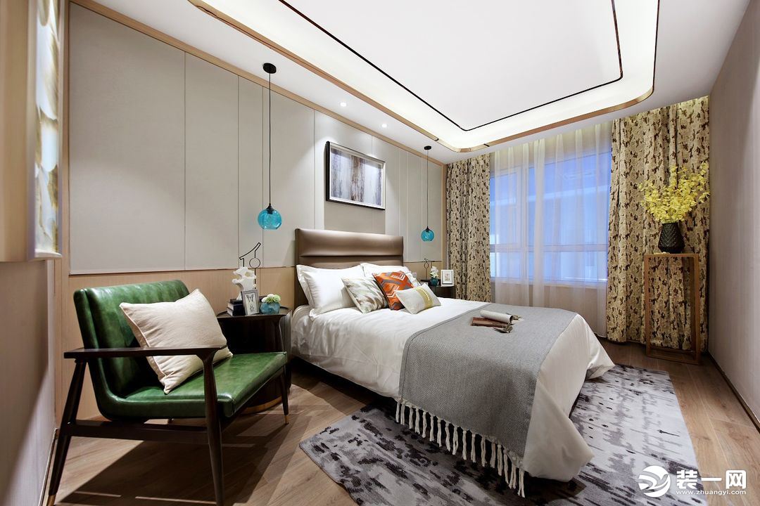  英利国际狮城花园110平三居室现代风格卧室装修效果图