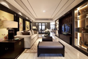 庆隆高尔夫120平方四居室中式风格客厅装修效果图