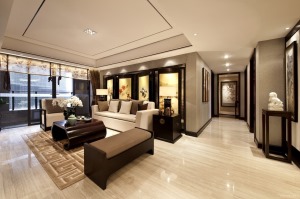 庆隆高尔夫120平方四居室中式风格客厅装修效果图