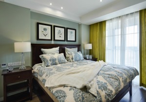 绿地海外滩70平方两居室现代简约风格卧室装修效果图