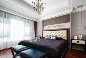 皇冠国际130平方四居室混搭风格卧室装修效果图
