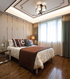 国博城120平方三居室新中式风格卧室装修效果图