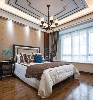 国博城120平方三居室新中式风格卧室装修效果图