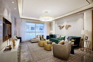  英利国际狮城花园110平三居室现代风格客厅装修效果图