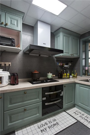 鲁能泰山7号89平方三居室美式风格厨房装修效果图
