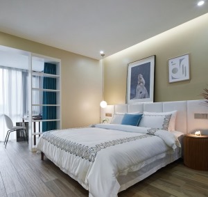 宏声阳光绿洲83平两居室现代风格卧室装修效果图